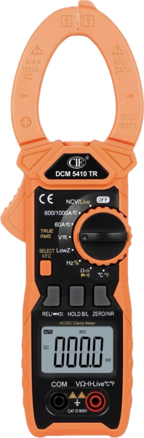 DCM 5410 TR — True-RMS Clamp Meter — 1000 A AC/DC with Frequency, Temperature & Capacitance